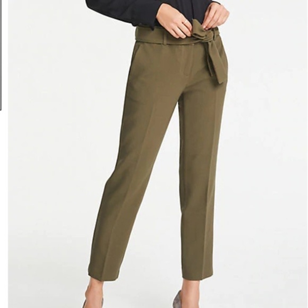 Ann Taylor Olive green Tie Waist Crops